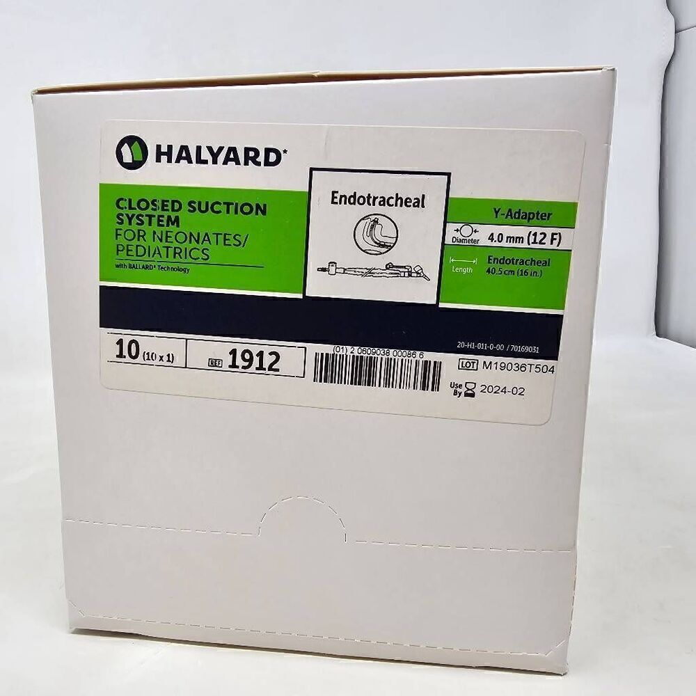 HALYARD CLOSED SUCTION SYSTEM PEDIATRICS ENDOTRACHEAL Y ADP. 4.0MM 12F 1912 CASE